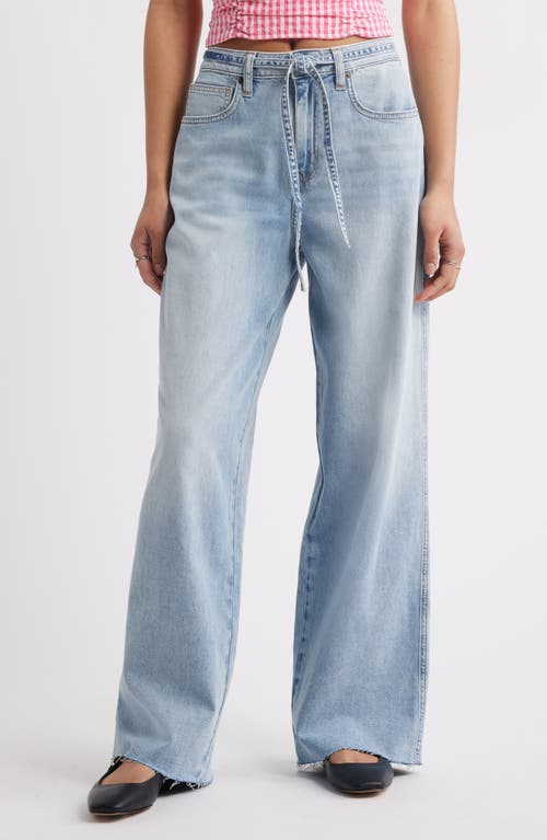Bp. Raw Hem Drawstring High Waist Wide Leg Jeans In Blue