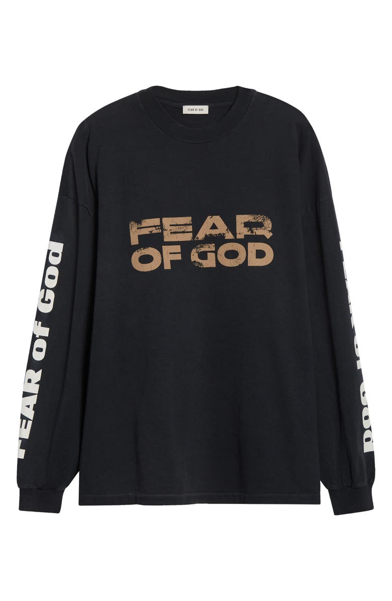 Fear of God Relaxed Long Sleeve Logo Graphic T-Shirt, Main, color, Black Black
