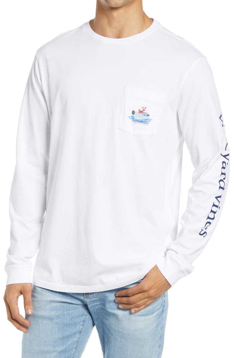 vineyard vines Men's Deck the Halls Long Sleeve Pocket Graphic Tee, Main, color,