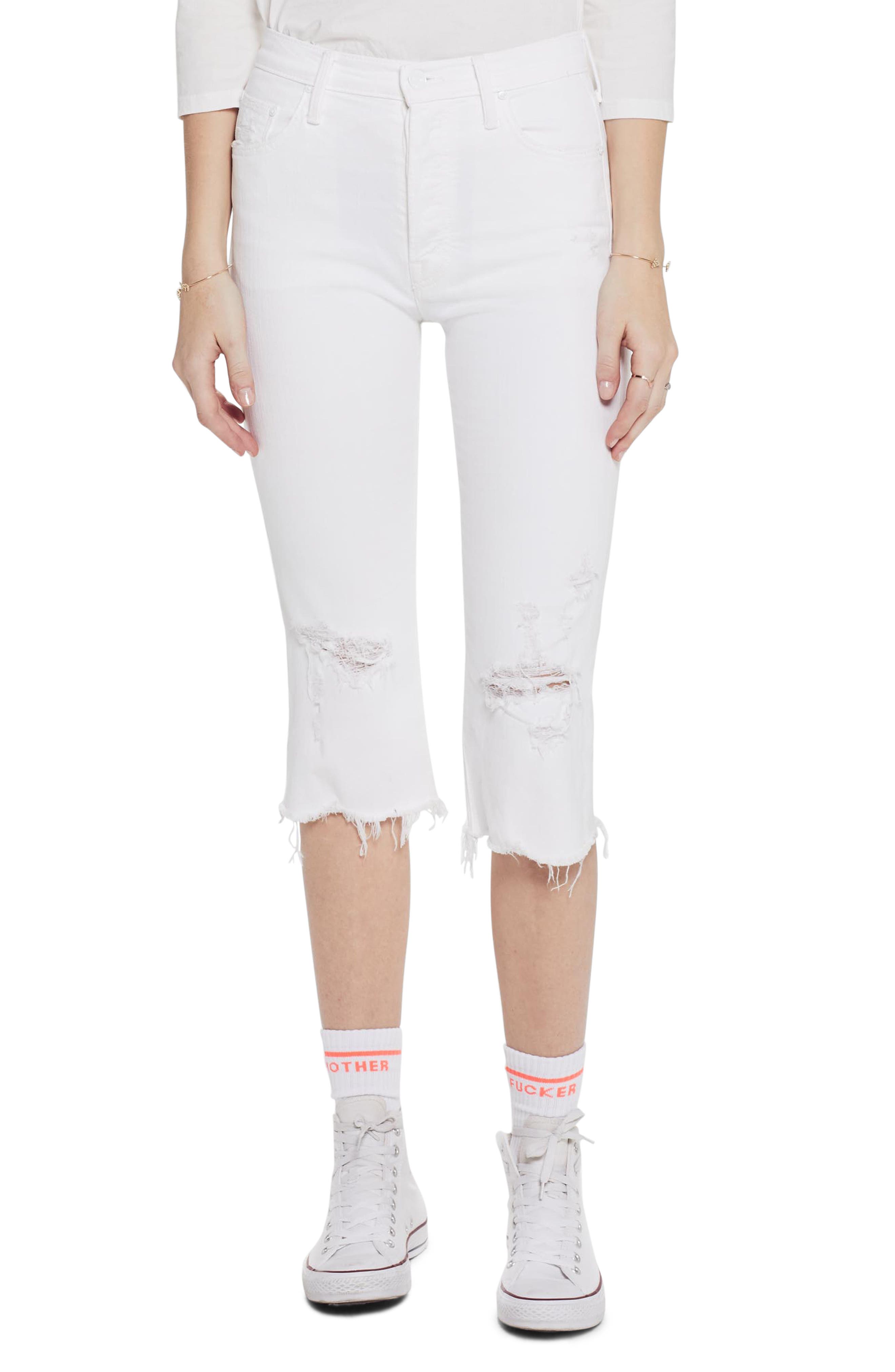 MOTHER The Tripper Knicker Chew Hem Capri Jeans (Women) | Nordstromrack
