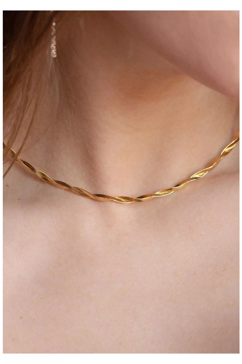 18k Gold Plated Sterling Silver Cass Intertwined Snake Necklace Gift Idea, Alternate, color, Gold
