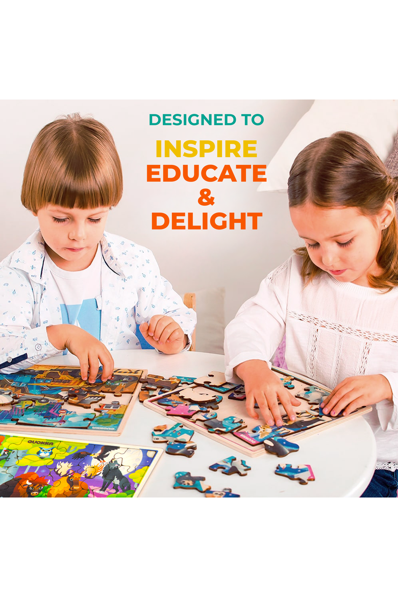 Kids Wooden Puzzles - 28-Piece Jigsaw Puzzles, Alternate, color, Wild animals