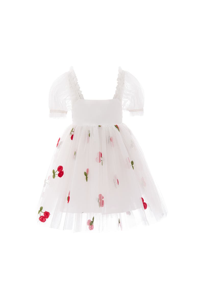 Elysande Cherry Tulle Dress, Main, color, White