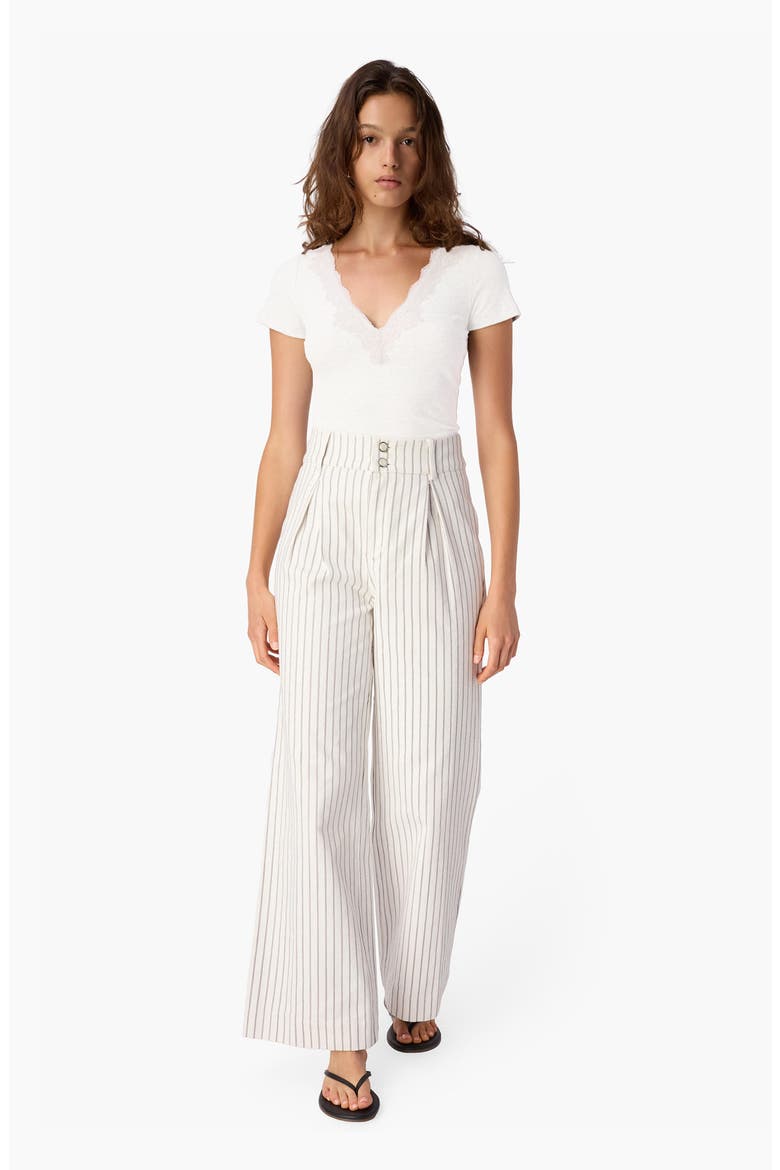 Sana Lace Trim Rib T-Shirt, Alternate, color, WHITE