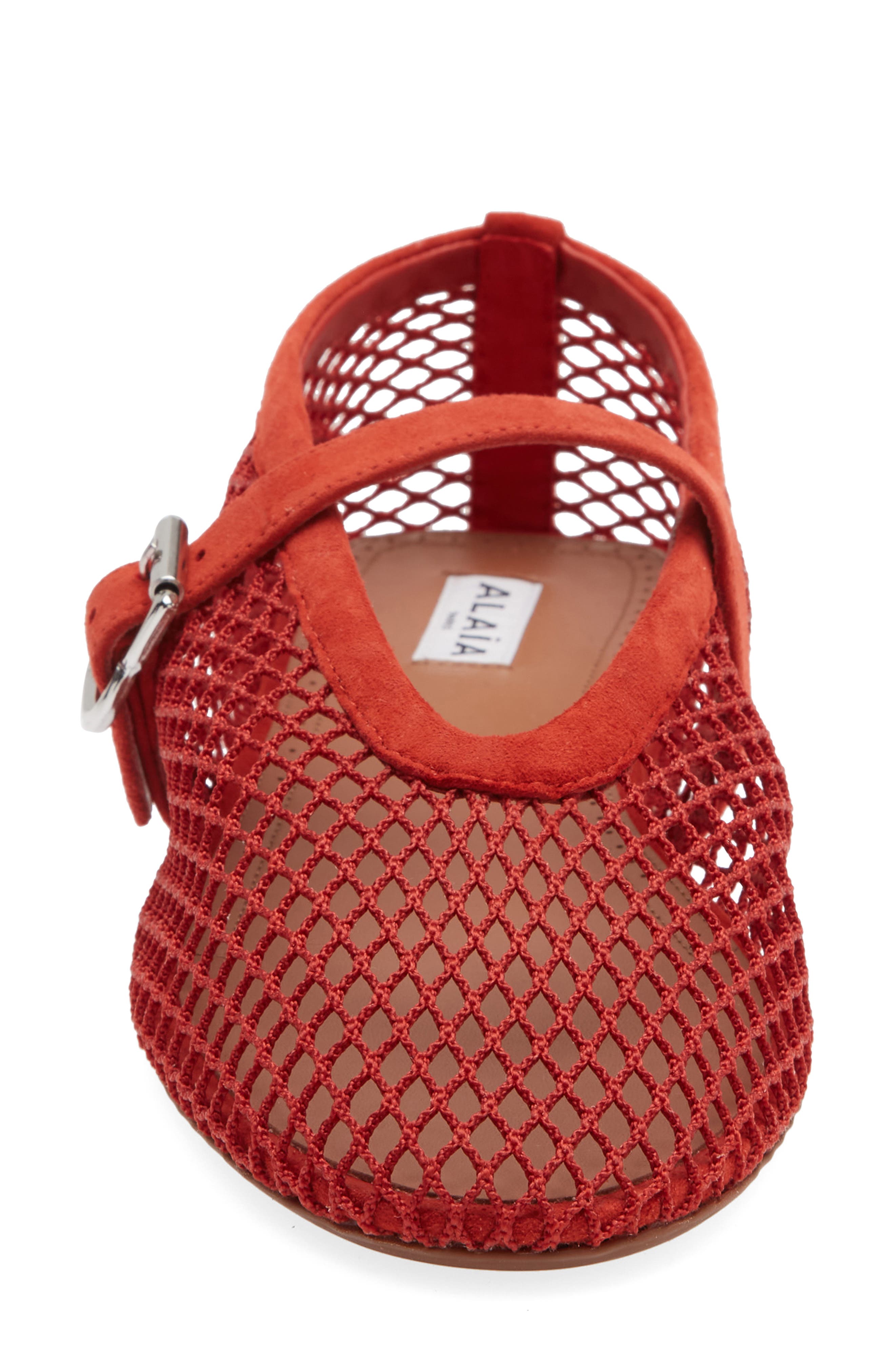 Alaïa Mesh Ballet Flat, Alternate, color, Orange Brule