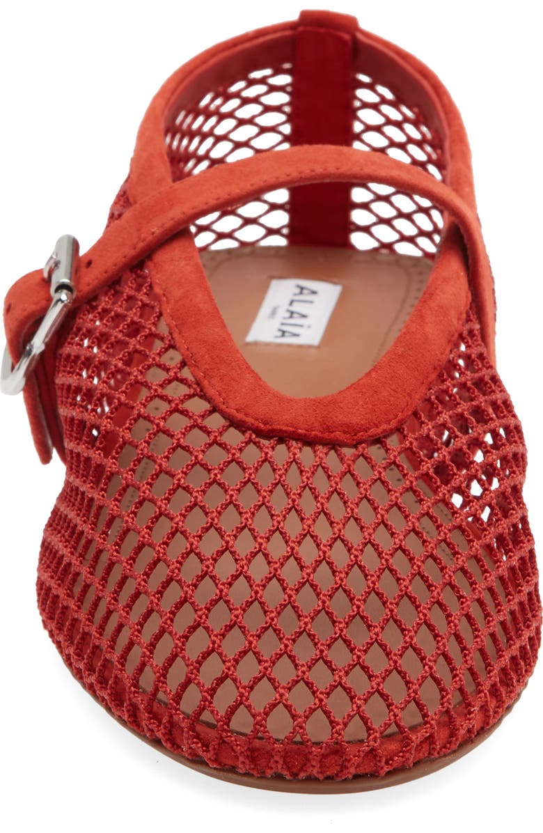 Alaïa Mesh Ballet Flat, Alternate, color, Orange Brule