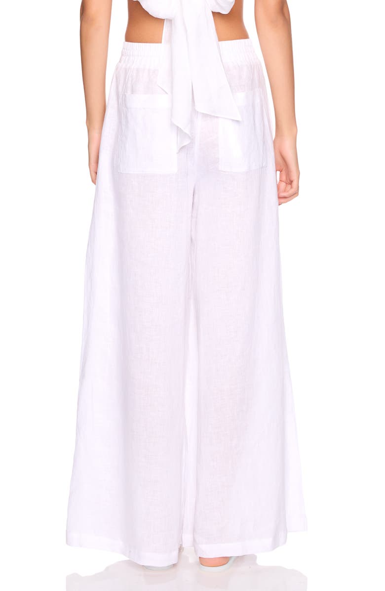 Susana Monaco Tie Waist Wide Leg Linen Pants, Alternate, color, Sugar