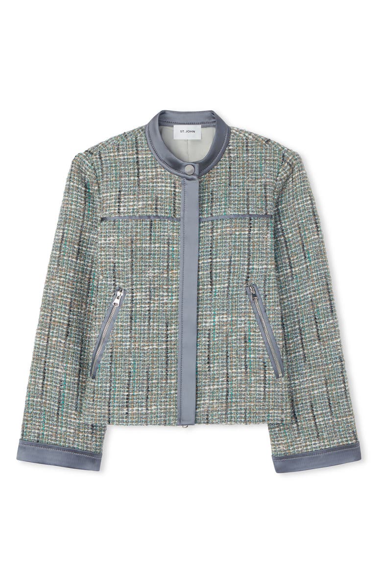 ST. JOHN Metallic Tweed Jacket, Alternate, color, Slate Multi