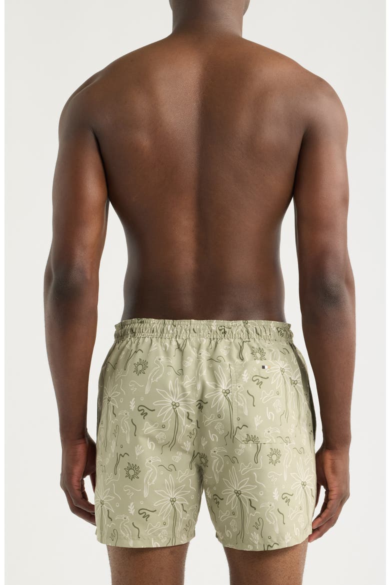 Lightfish Print Swim Trunks, Alternate, color, DARK BEIGE