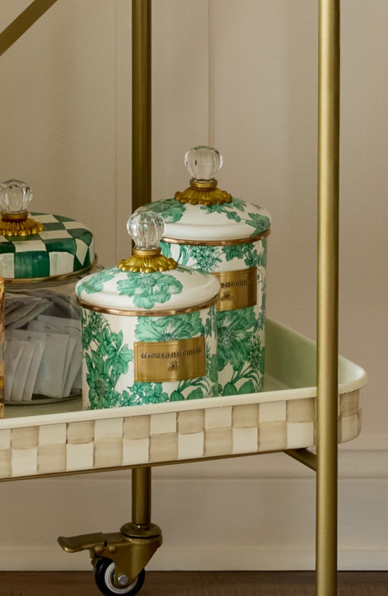 MACKENZIE CHILDS English Garden Medium Enameled Steel Canister, Alternate, color, Emerald