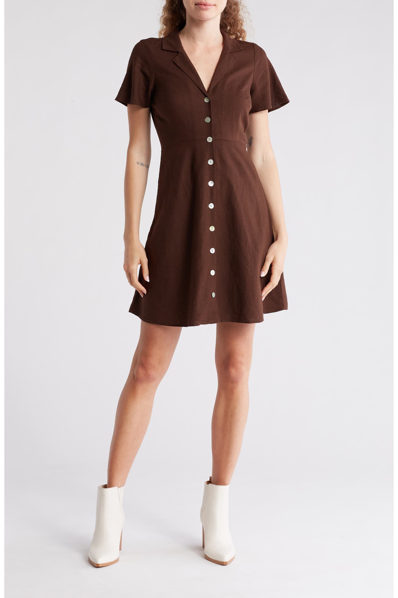 Madewell Kathy Retro Short Sleeve Mini Shirtdress (Women) | Nordstromrack