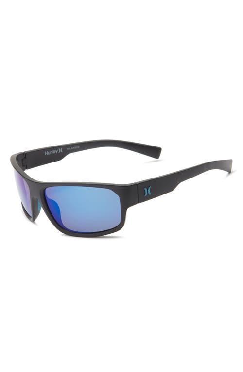 Hurley 64mm Mod Wrap Polarized Sunglasses In Gray