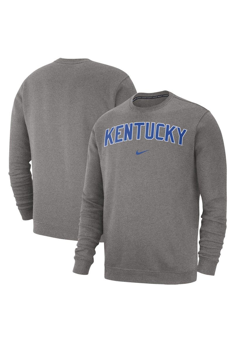 Men's Nike Heather Gray Kentucky Wildcats Club Fleece Sweatshirt, Main, color, Heather Gray