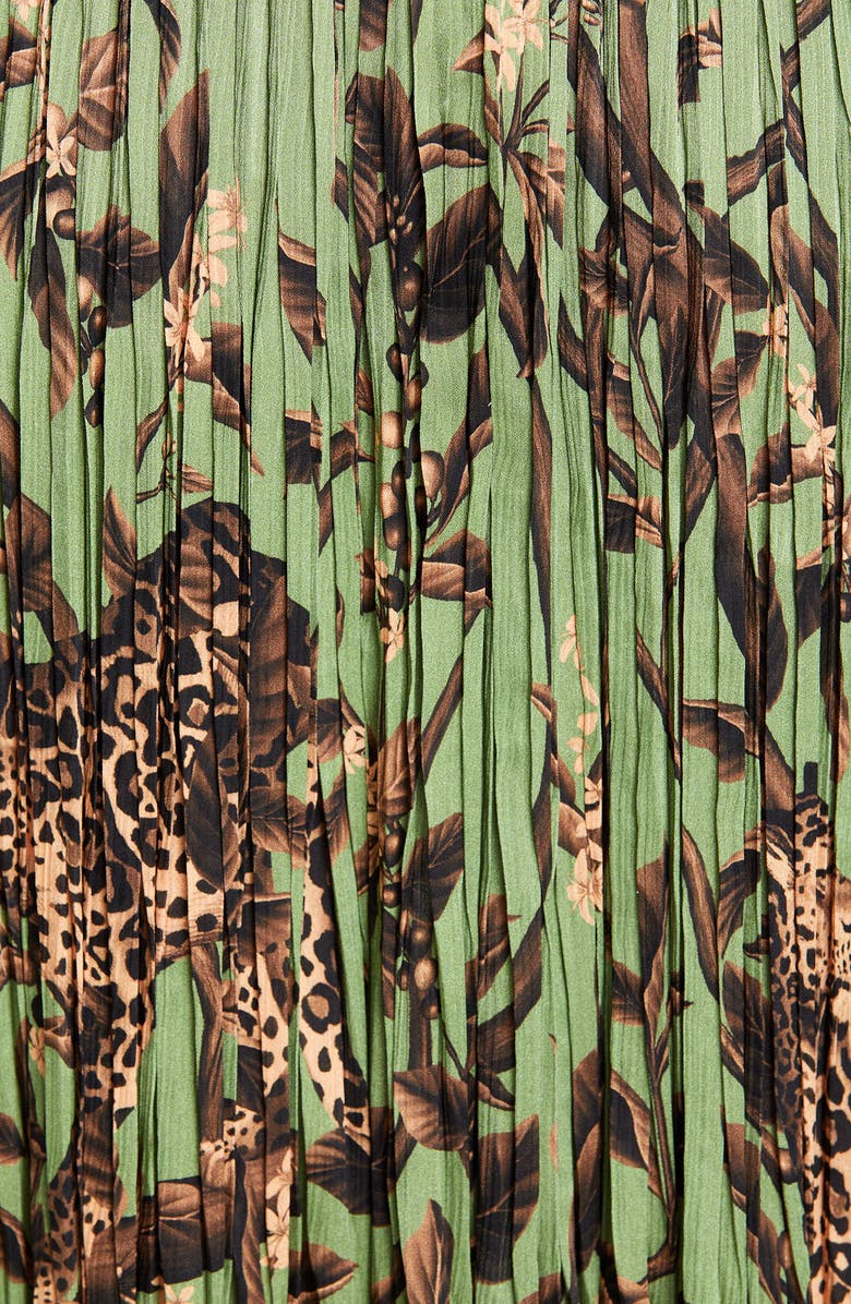 Johanna Ortiz Jaguar Print Pleated Midi Skirt, Alternate, color,