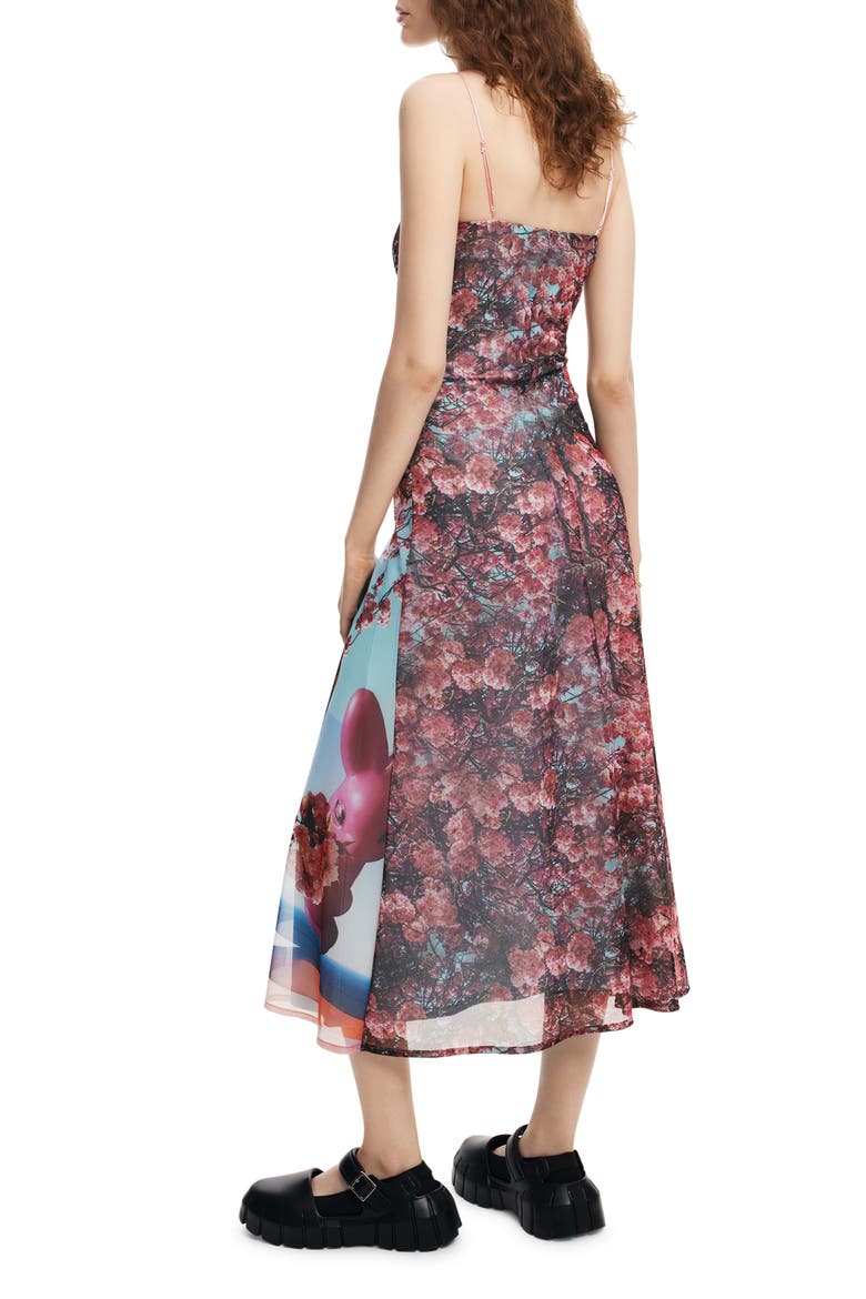 Surreal Blossom Stretch Slipdress, Alternate, color, BLUE/ RED MIX
