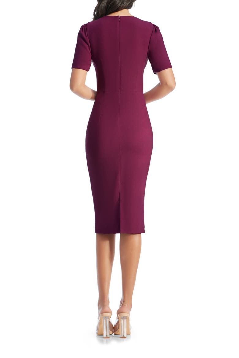 Ruth Asymmetric Neck Midi Dress, Alternate, color, DARK MAGENTA