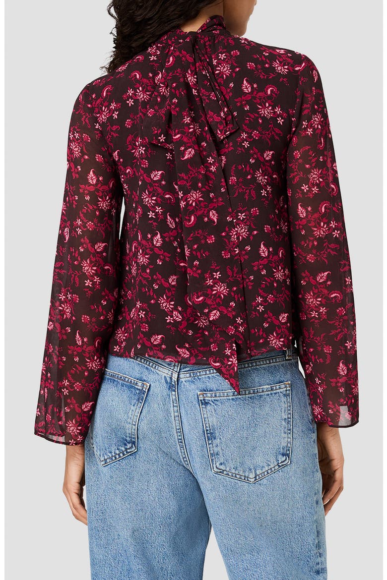 Marina Tie Neck Chiffon Top, Alternate, color, AURORA FLEUR