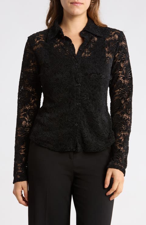 Lace Button-Up Shirt