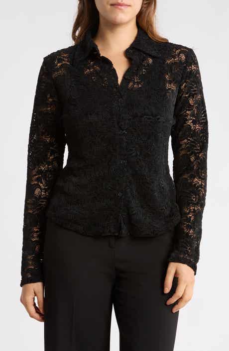 Lace Button-Up Shirt