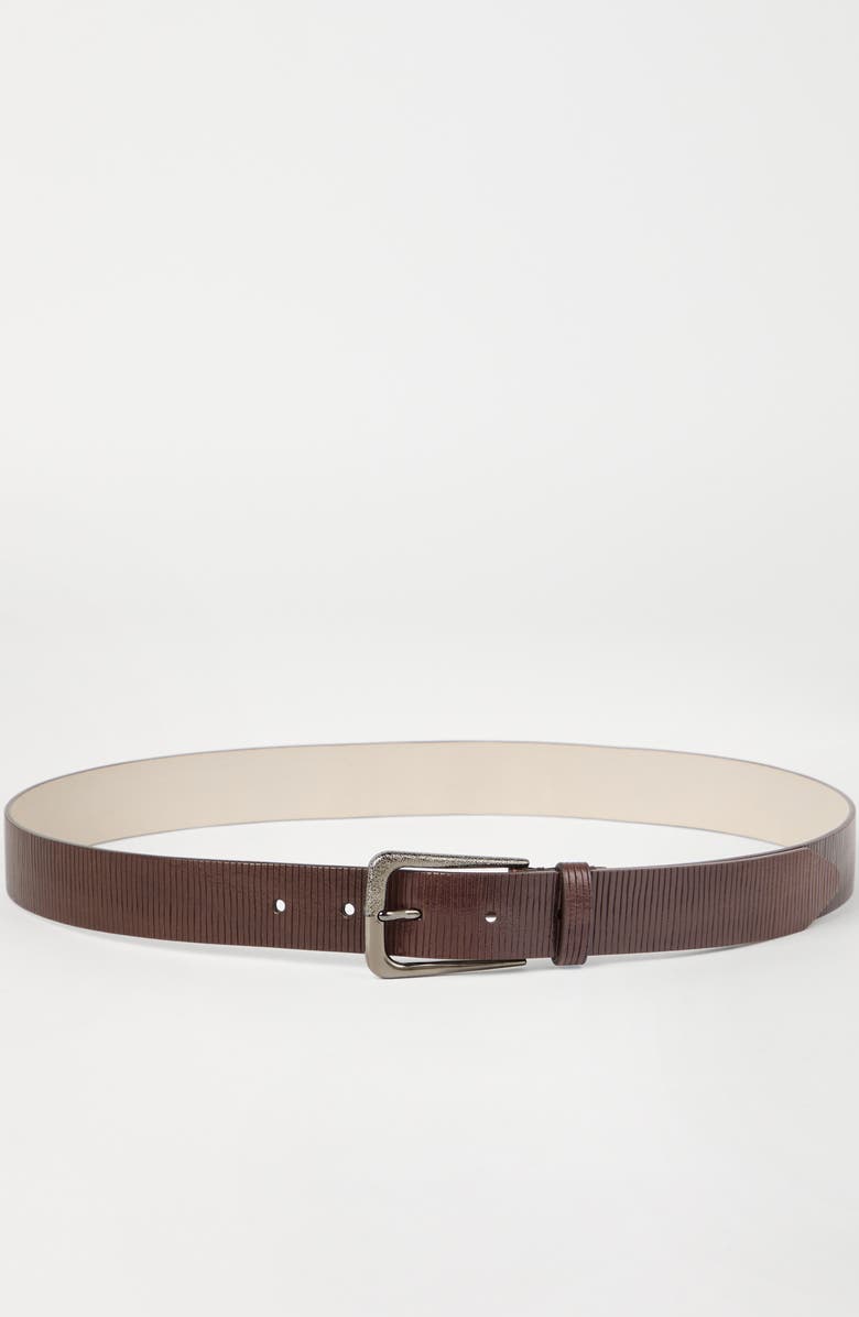 Brunello Cucinelli Carved leather belt, Alternate, color, Cocoa