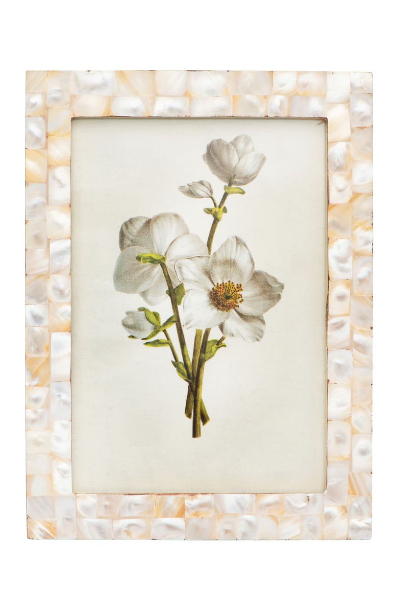 Storied Home Mother of Pearl Photo Frame, Main, color, Cream
