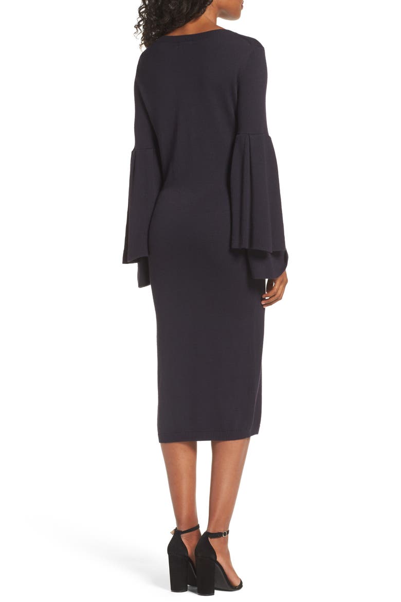Bell Sleeve Sweater Dress, Alternate, color, NAVY WELL