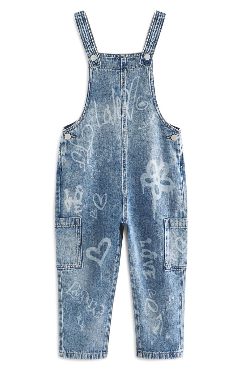 NEXT Kids' Grafitti Print Denim Overalls, Main, color, 