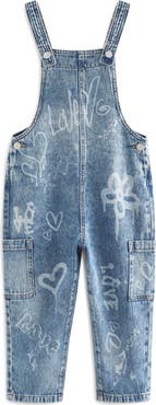 NEXT Kids' Grafitti Print Denim Overalls