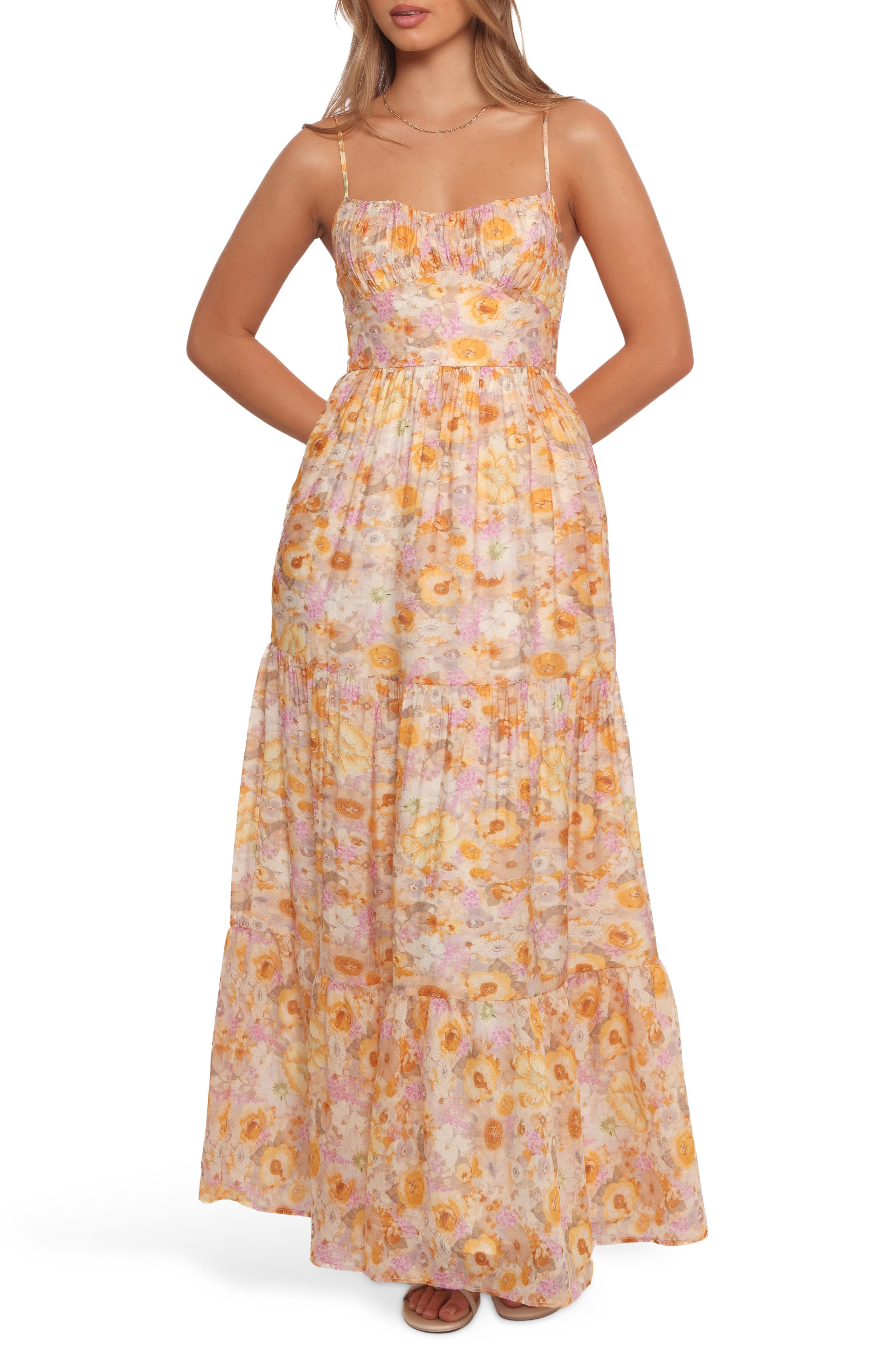 Petal & Pup Marco Floral Tiered Cotton Blend Maxi Dress