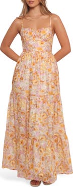 Petal & Pup Marco Floral Tiered Cotton Blend Maxi Dress