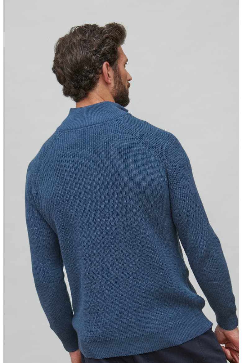 Midweight 100% Cotton Zip Neck Sweater, Alternate, color, Bluemelange
