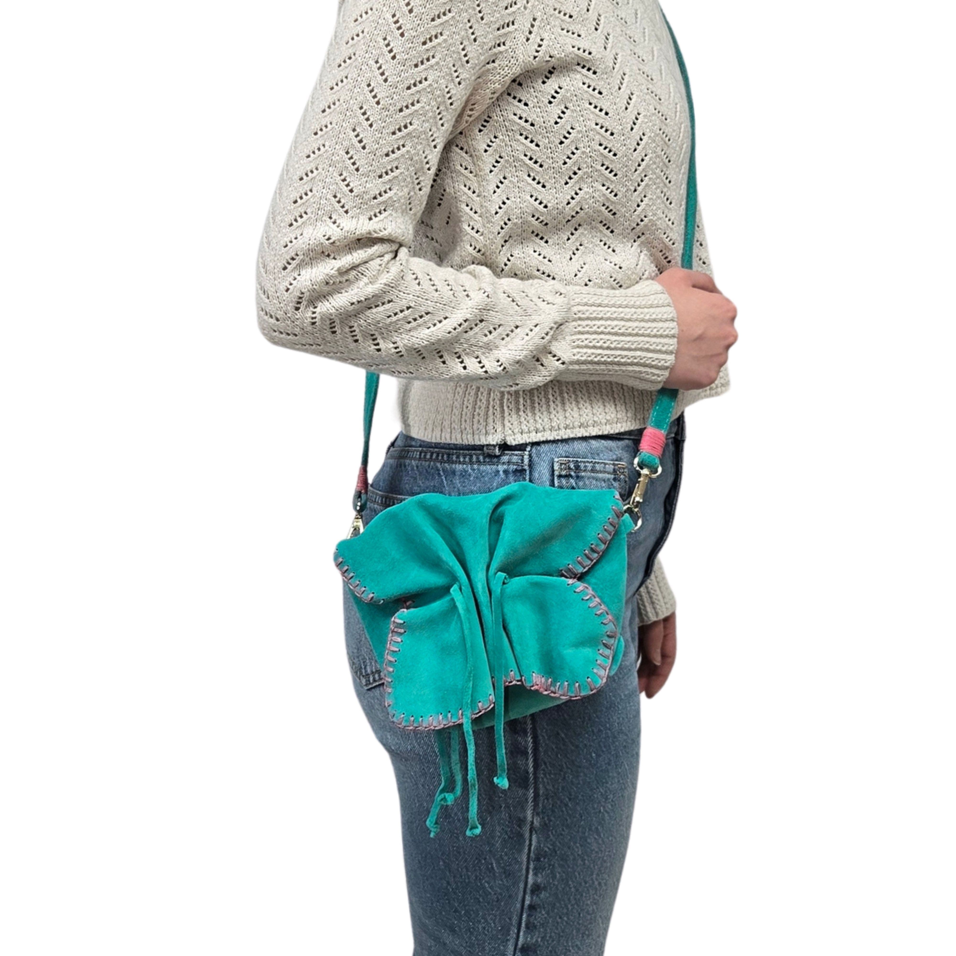 Mini Butterfly Suede Leather Bag, Alternate, color, Sky