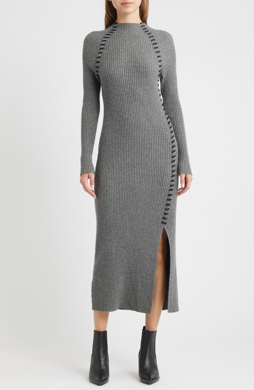 Rails Imara Long Sleeve Rib Wool Blend Sweater Dress In Gray
