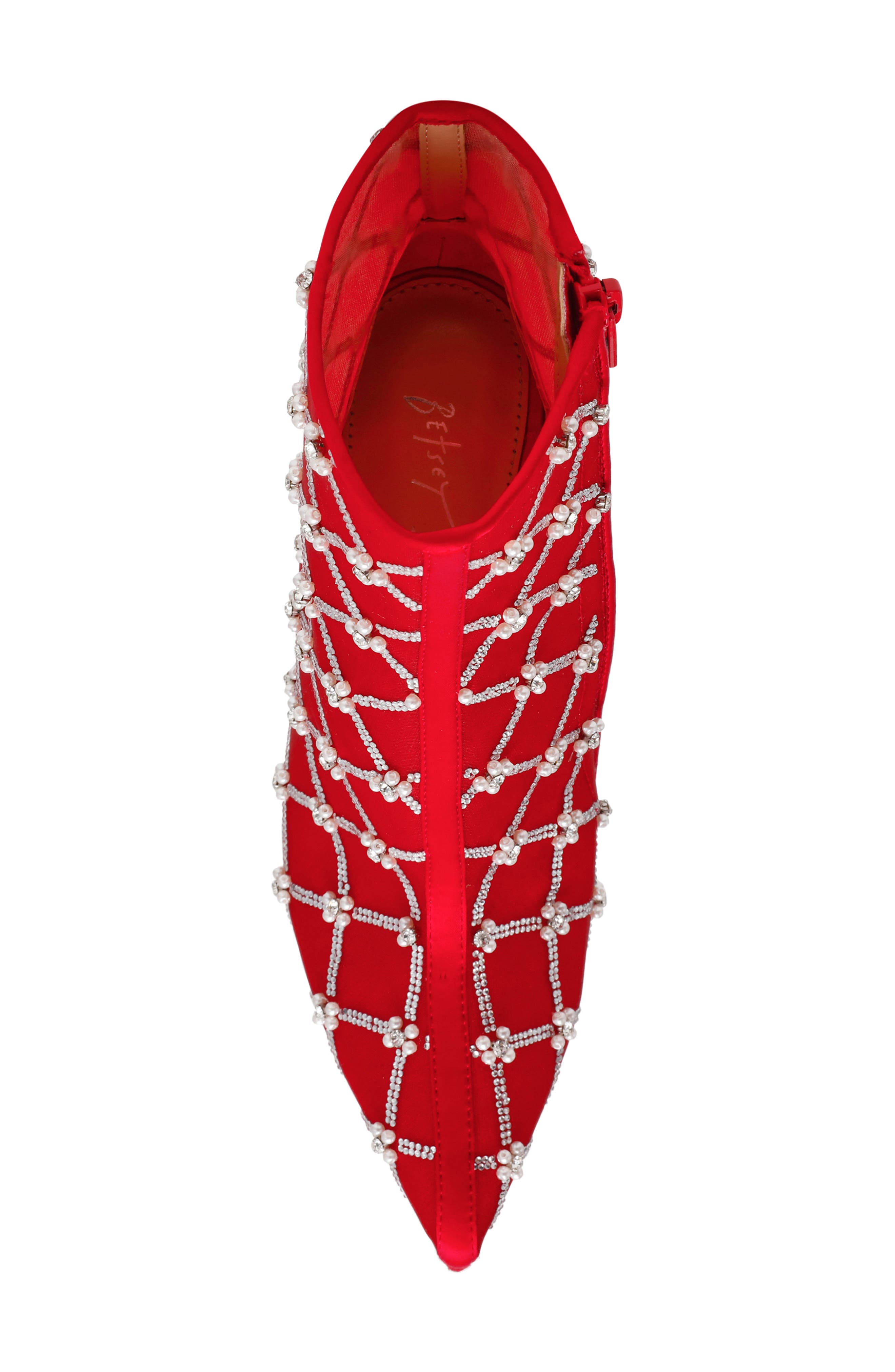 Lark Crystal Embellished Bootie, Alternate, color, RED