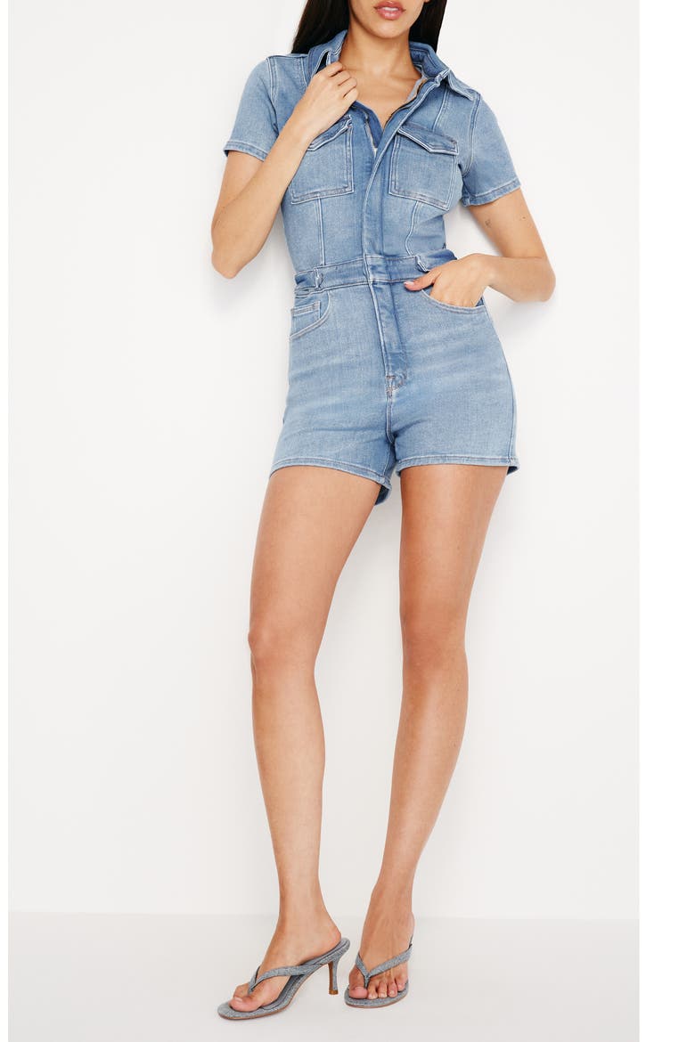 Fit for Success Denim Romper, Main, color, BLUE274