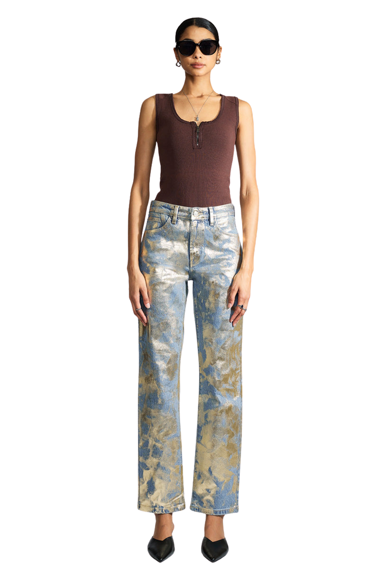 Nerissa Premier High Rise Straight Jeans, Alternate, color, Light Wash / Silver