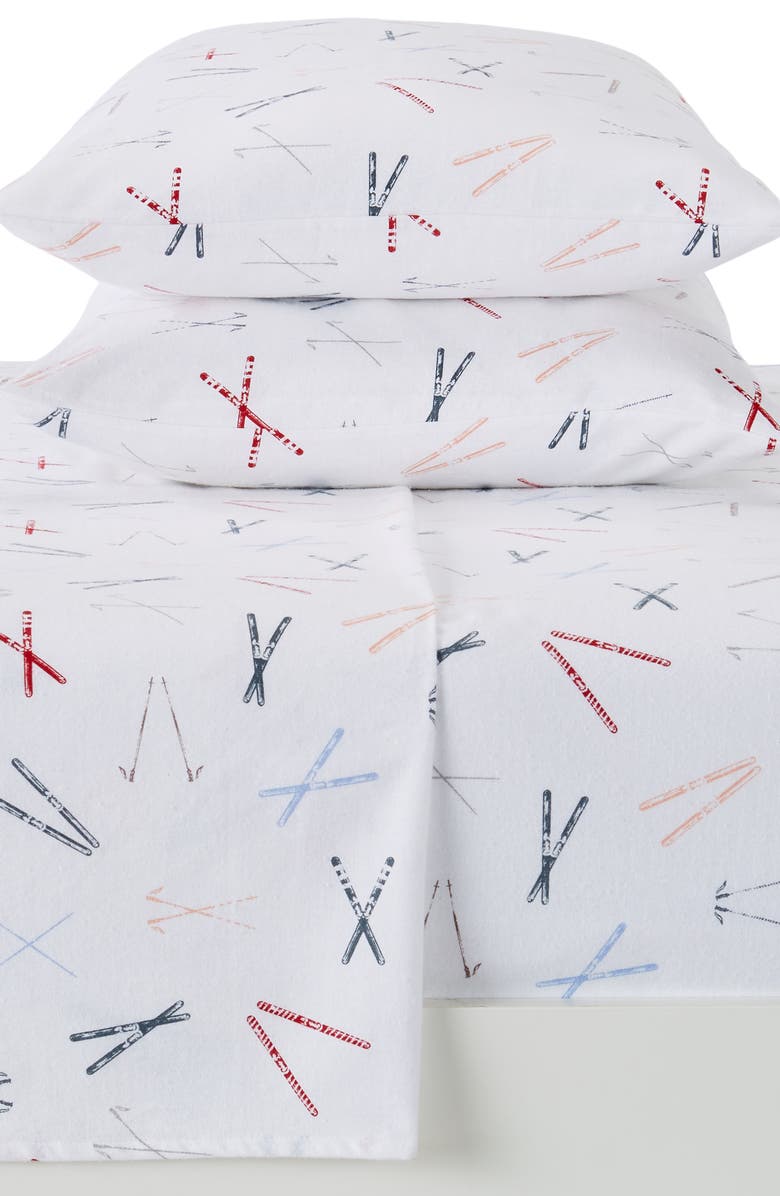 Woven & Weft Turkish Cotton Flannel Christmas Sheet Set, Main, color, Santa Joy