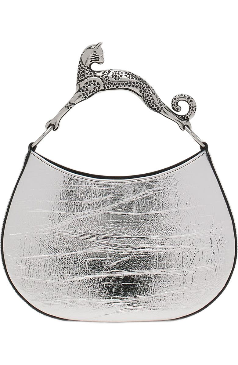 Lanvin Hobo Cat Bag in Metallic Leather, Main, color,