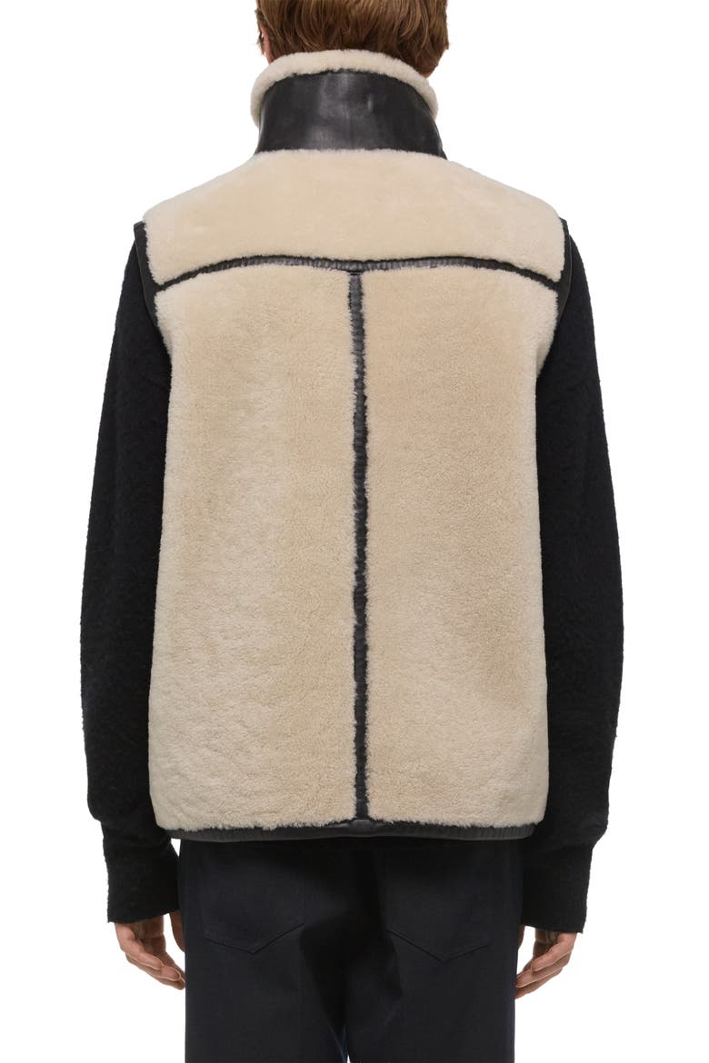 Reversible Genuine Shearling Vest, Alternate, color, CREMELLO/ BLACK
