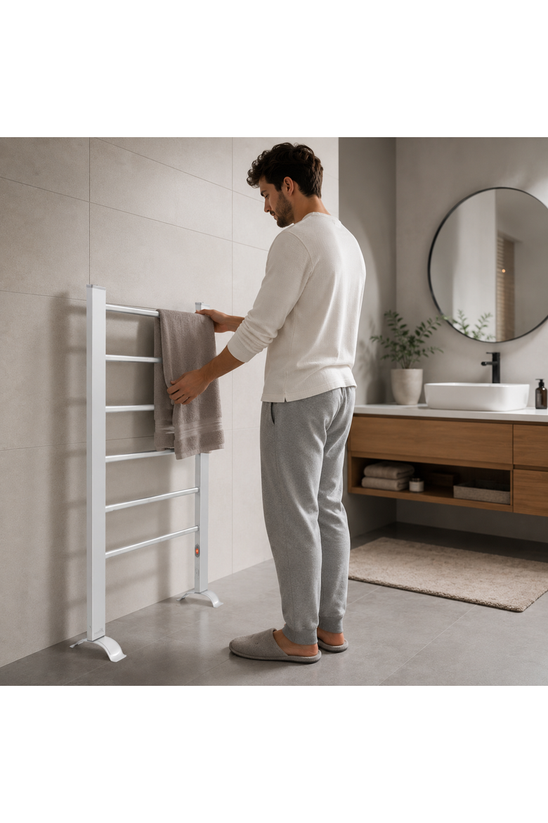 6-Bar Electric Towel Warmer, Alternate, color, Silver