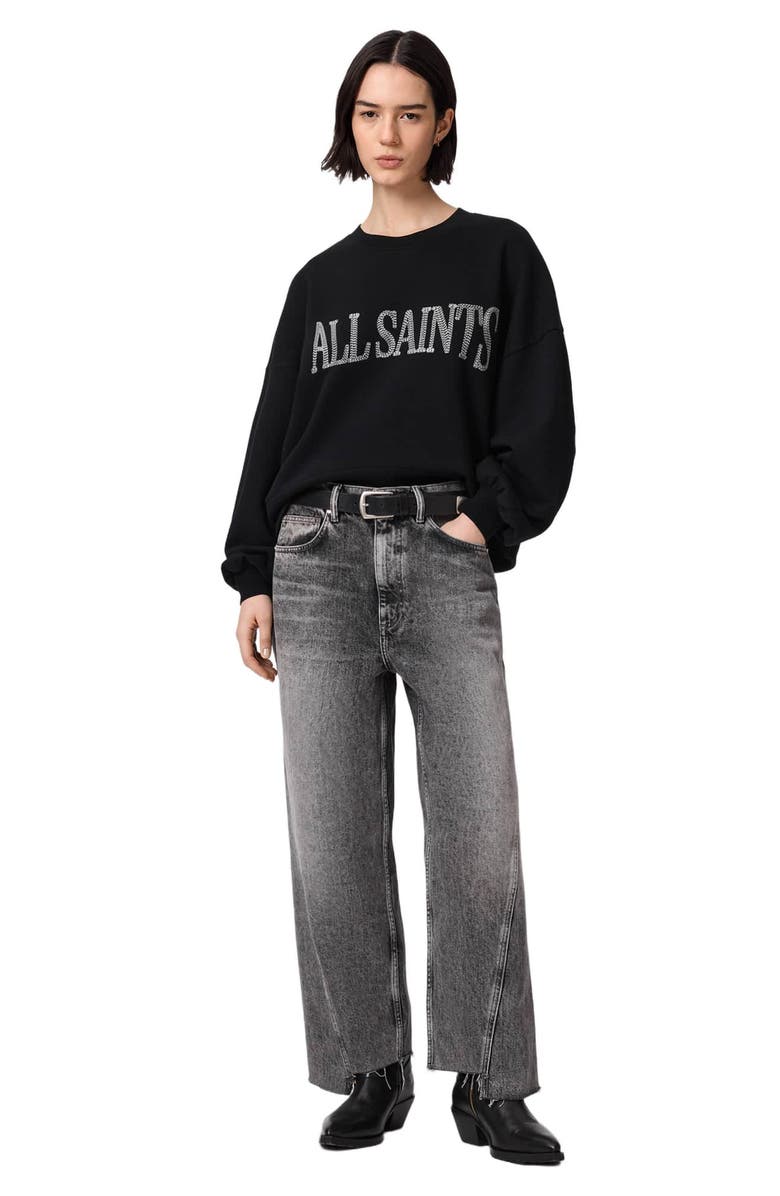 AllSaints Dash Lila Oversize Cotton Sweatshirt, Alternate, color, Washed Black
