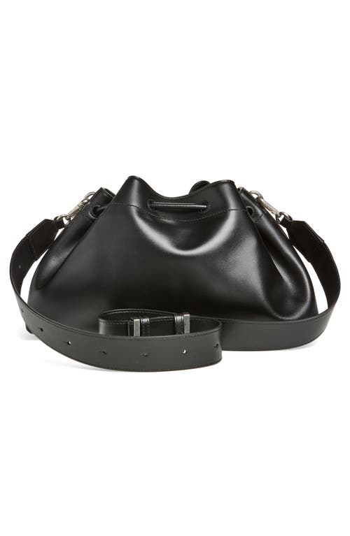 Jimmy Choo Cinch M Leather Bucket Bag In Black/antique Silver