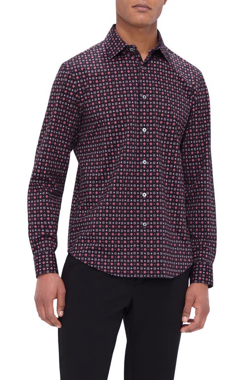 Bugatchi James OoohCotton® Print Button-Up Shirt in Cabernet 