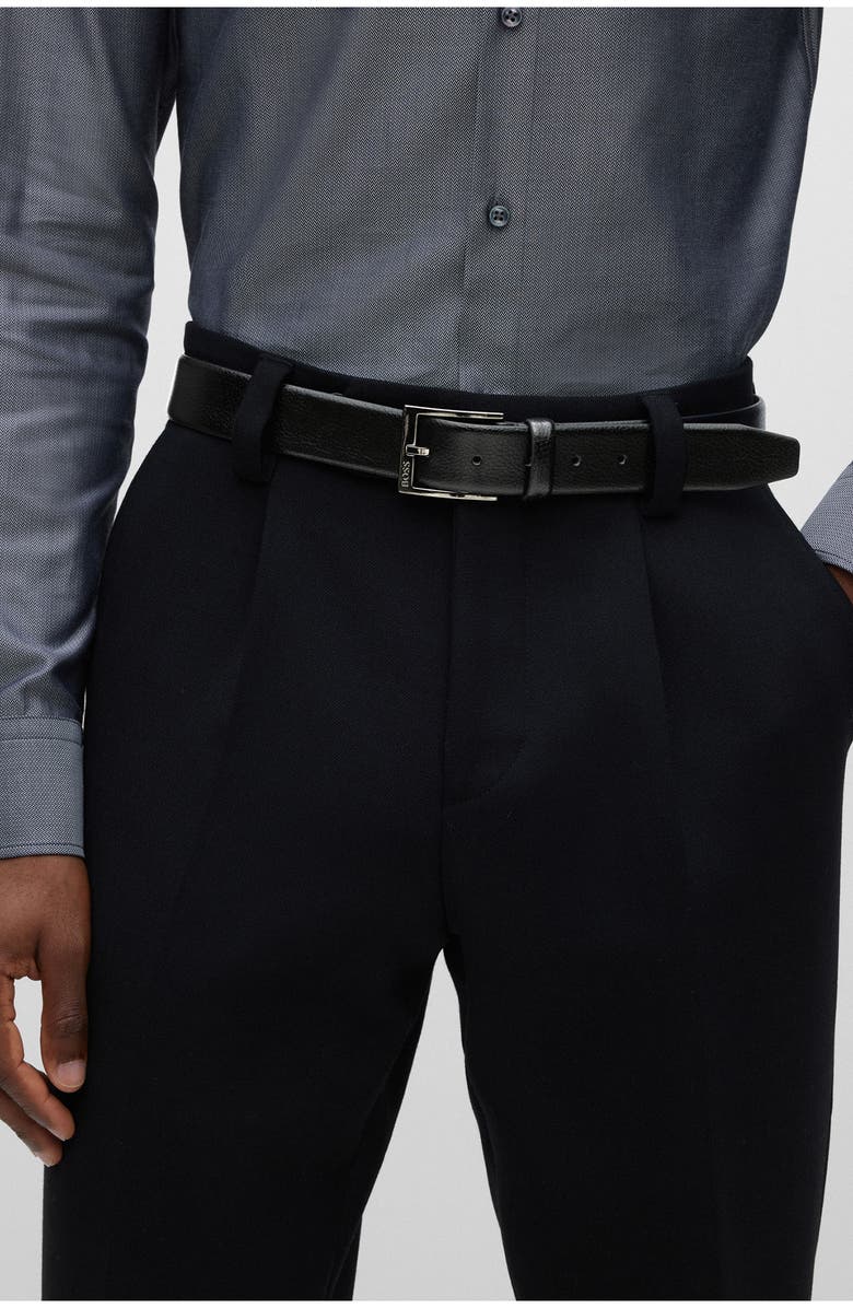 BOSS Elloy Leather Belt, Alternate, color, Black