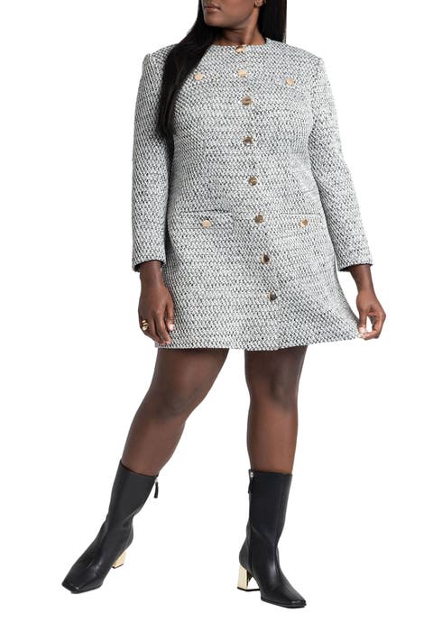 Tweed Long Sleeve Mini Dress