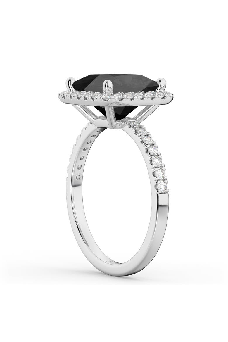 Princess Cut Halo Black Onyx & Diamond Engagement Ring 14K, Alternate, color, 3.47ct/White Gold