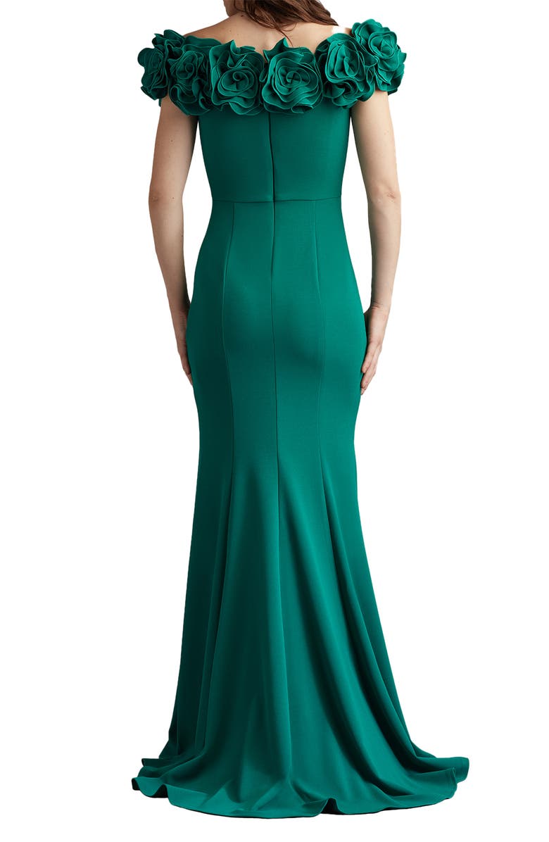 Tadashi Shoji Fleurette Portrait Neck Mermaid Gown, Alternate, color, Emerald