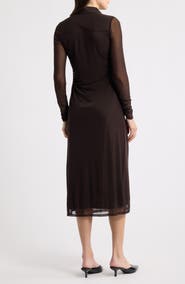 Madewell Long Sleeve Polo Mesh Midi Dress