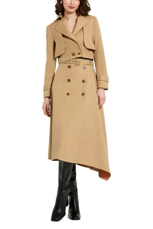 Mac Duggal Twill Cropped Tailored Jacket In Taupe