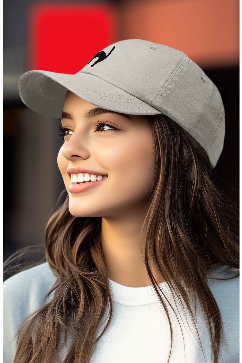 Black Cat Embroidered Casual Hat, Alternate, color, Washed Stone White